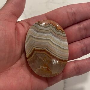 Polished Banded Agate Palm Stone - Earth Tones